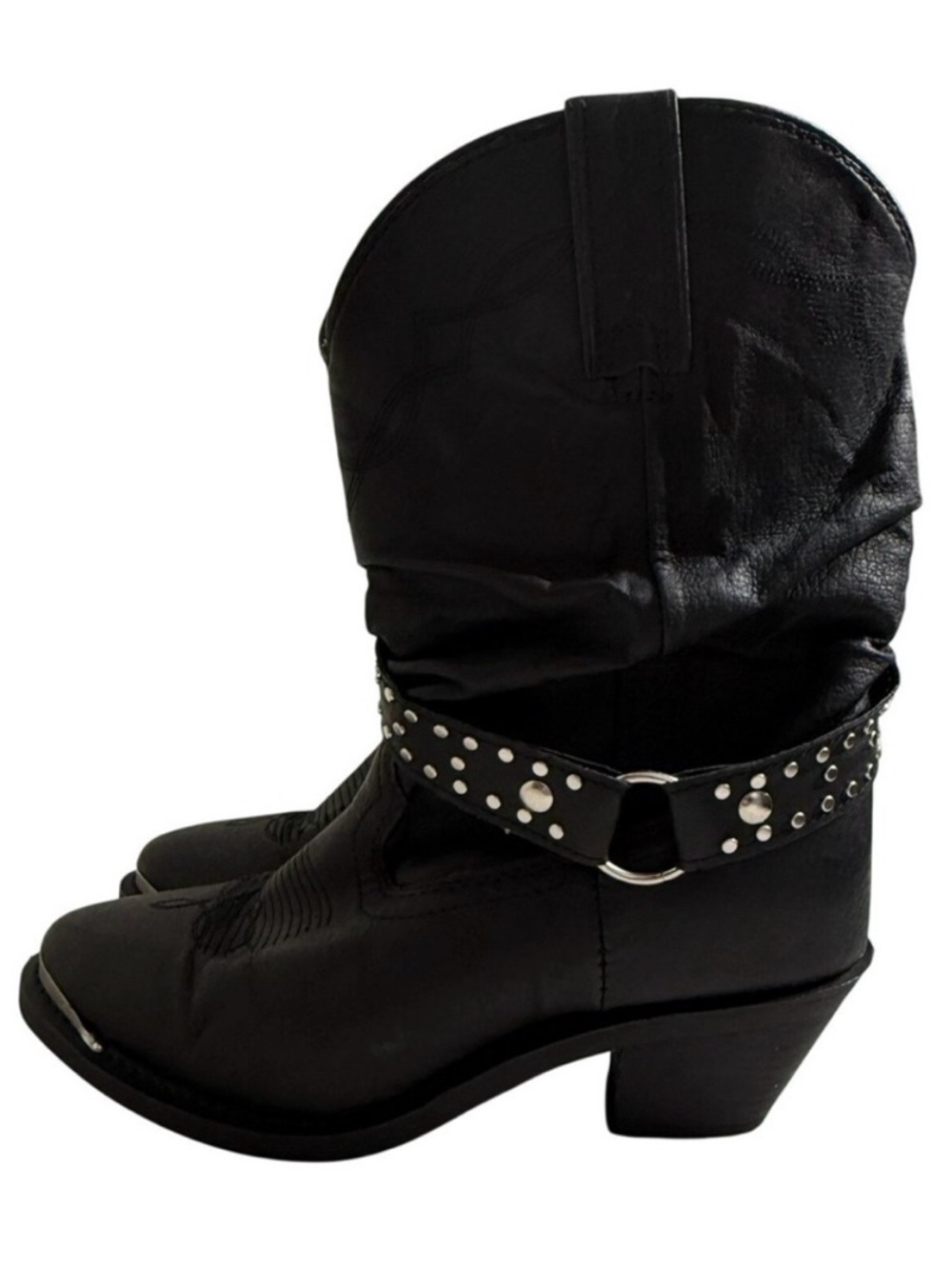 Shyanne Tammye Slouch Boots Black Leather Western Cowgirl Country Festival 7 1/2